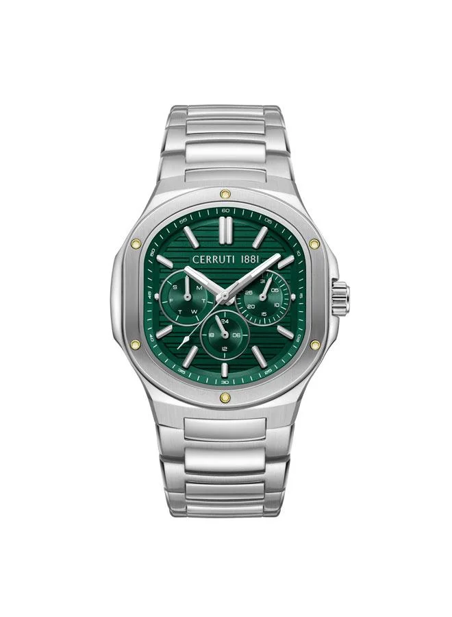 CERRUTI 1881 Trento Green Dial Stainless Steel Bracelet Multifunction Watch for Men, 40mm